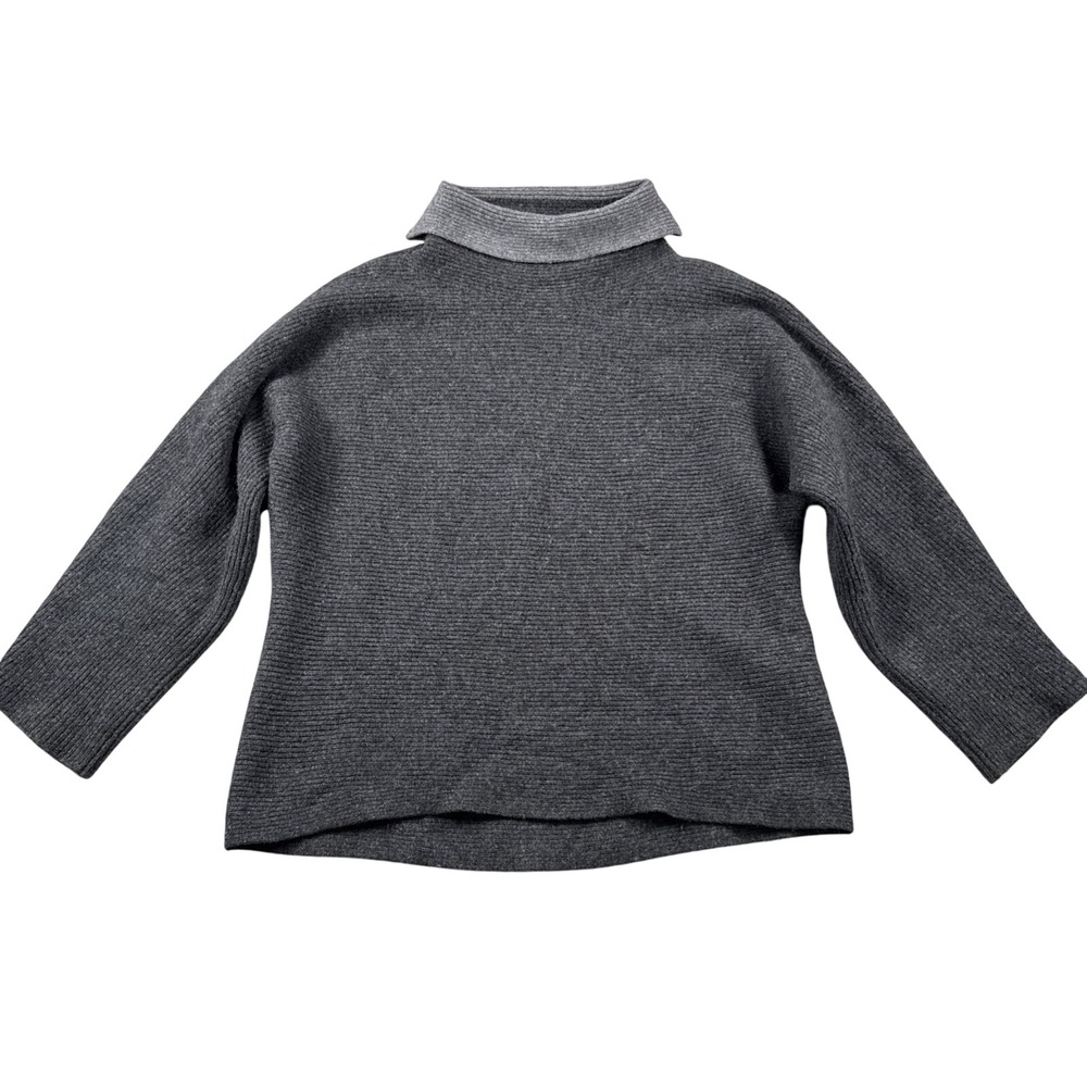 Vince Sweater Womens XS Gray Ribbed Long Sleeve Wool Cashmere Blend Casual